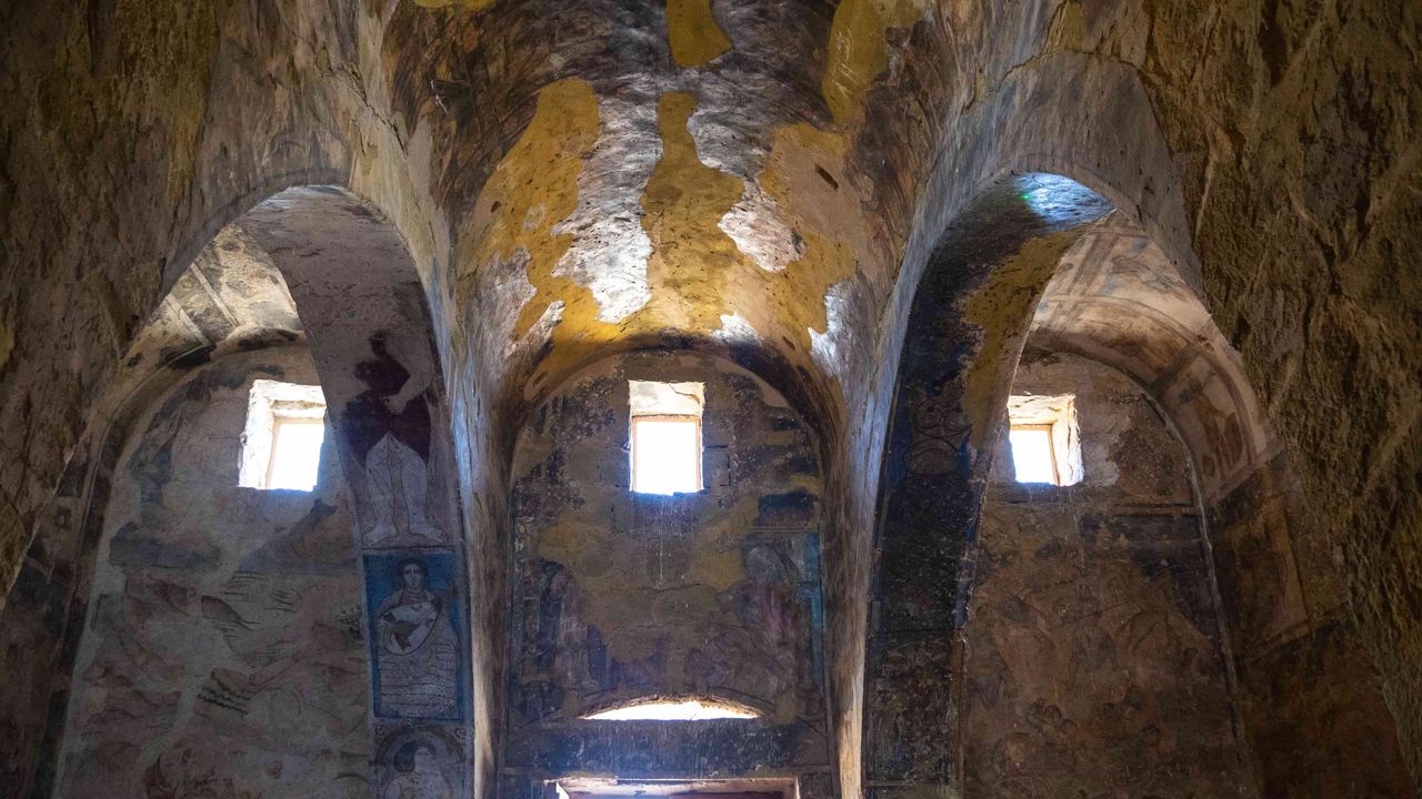 Inside rood of the castle Qasr Amra